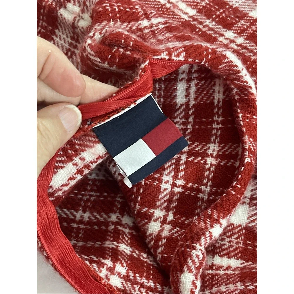 READ‎ TOMMY HILFIGER 24x24 Throw Pillow Cases ONLY Red White Plaid Cottage Guest